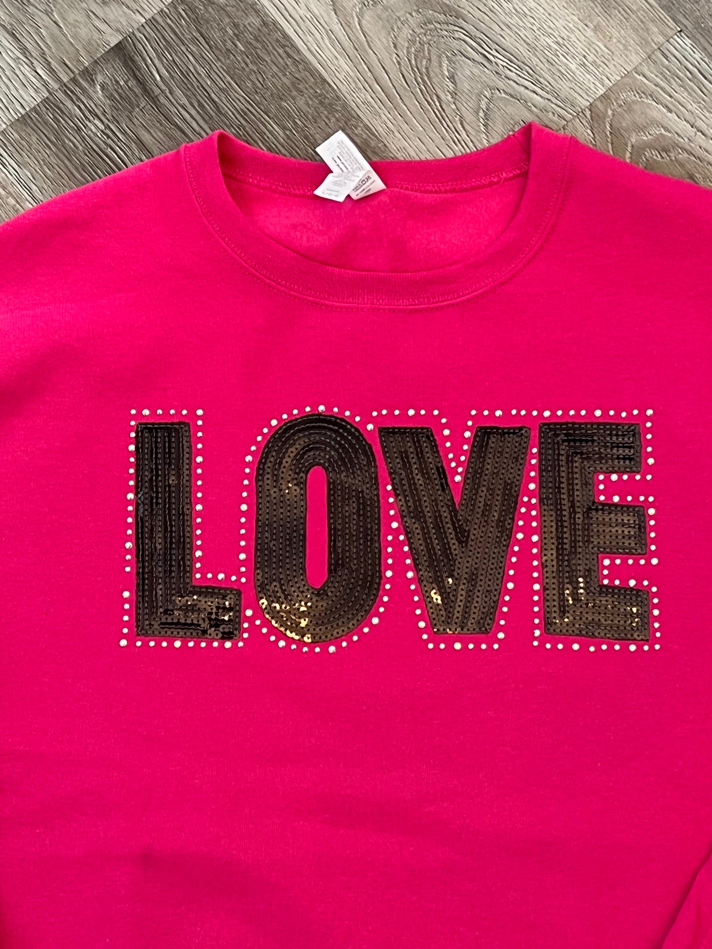 SALE Sequence "LOVE" Sweatshirt-Bright Pink