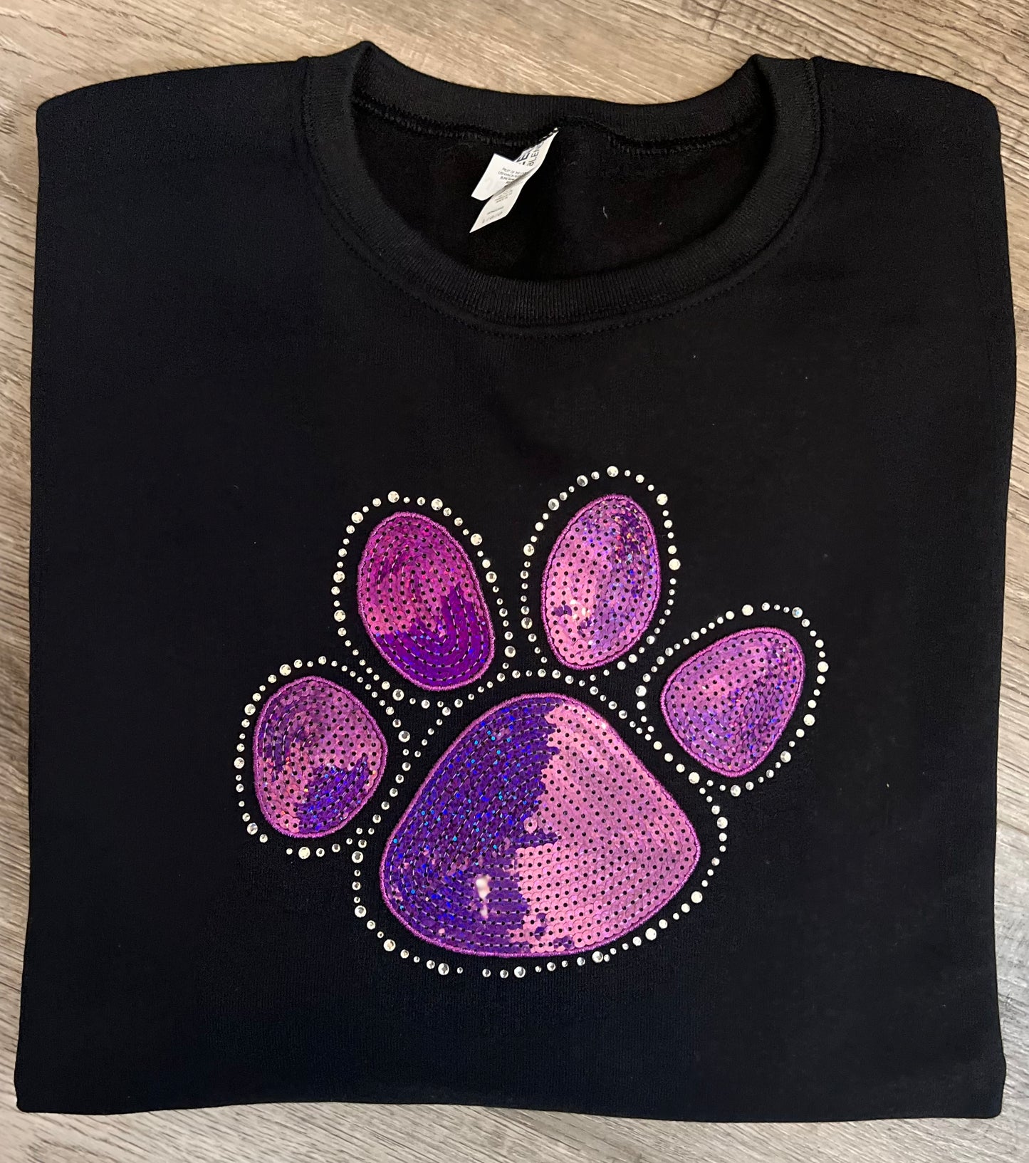 Black Sequence Panther Paw Sweatshirt