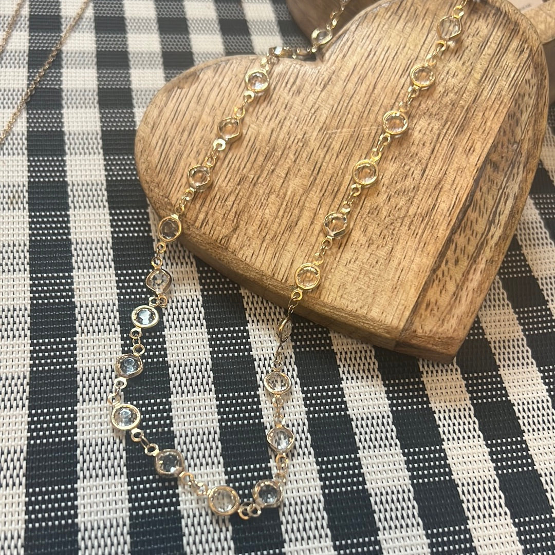 Gold Glass Bead Long Necklace