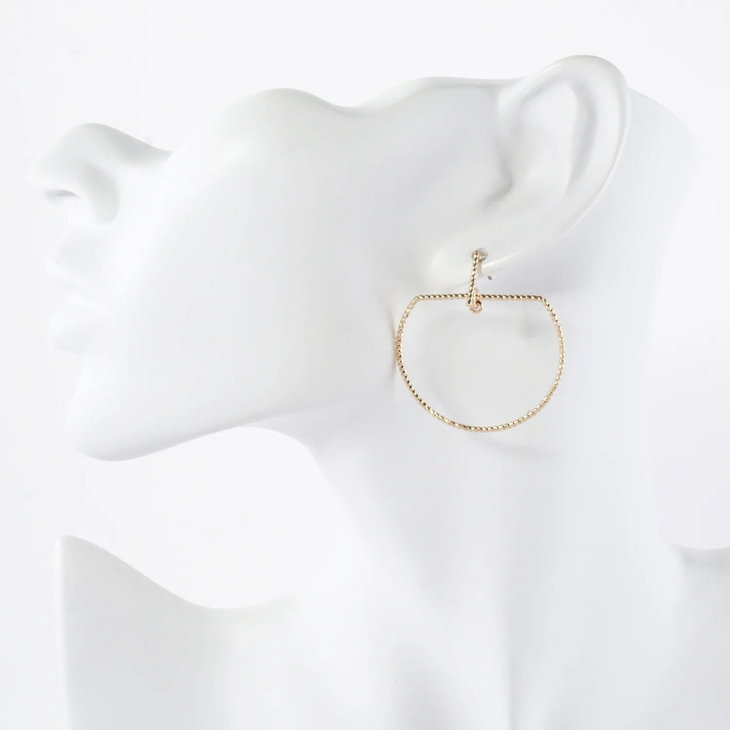 Gold Diamond-Cut Textured Metal Geometric Earrings