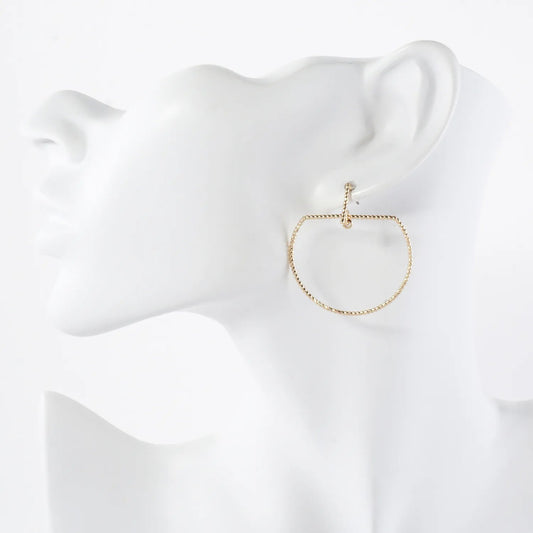 Gold Diamond-Cut Textured Metal Geometric Earrings