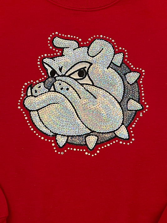 Silver Bulldog Emblem Sweatshirt-Red