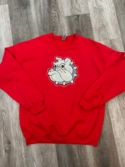 Silver Bulldog Emblem Sweatshirt-Red