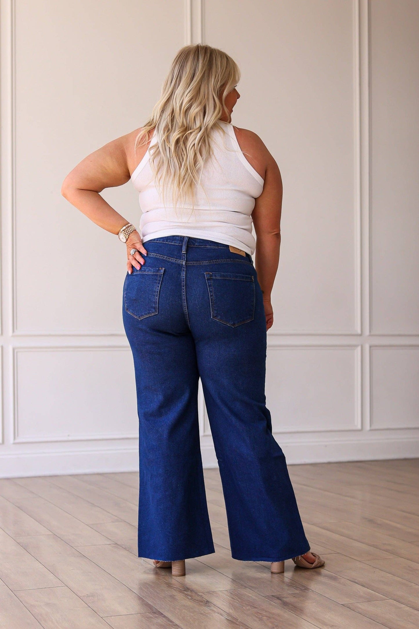 The Dakota True Blue Wide Leg with Fray Hem