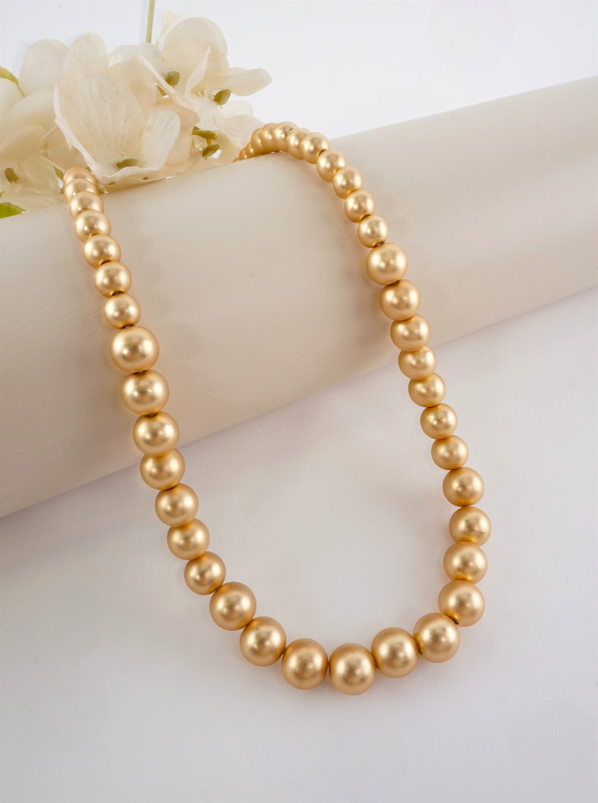 Matte Gold Metallic Beads Necklace