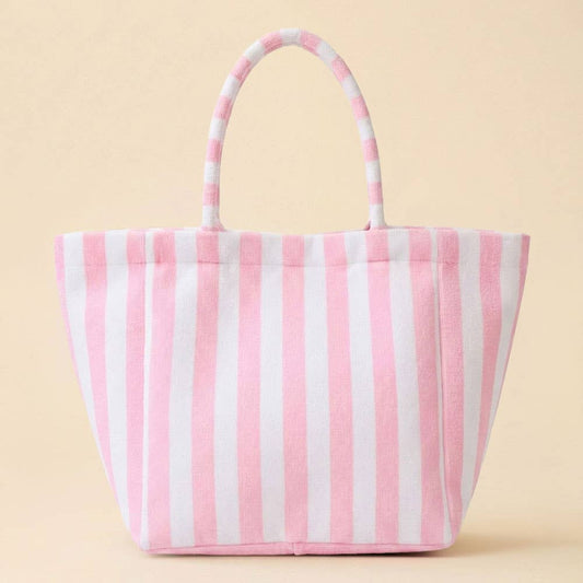 Pink Striped Terry Tote Bag