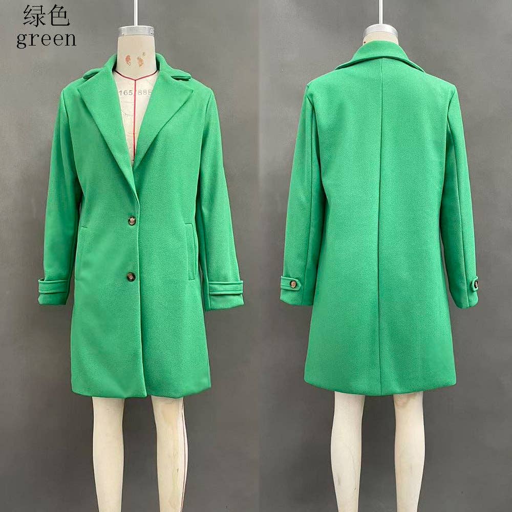 Women's Vintage Lapel Single Breasted Mid Long Coat: Camel / S
