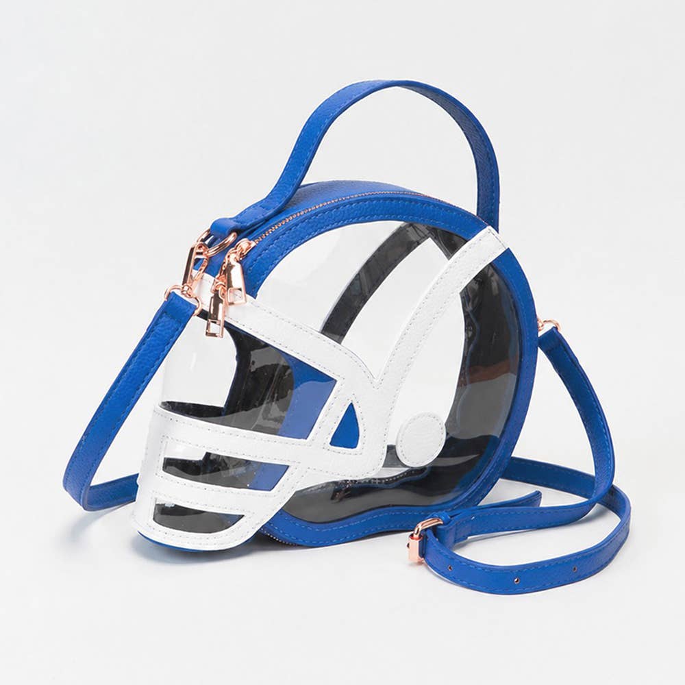 Transparent Gameday Football Helmet Shaped Crossbody Handbag: Orange White