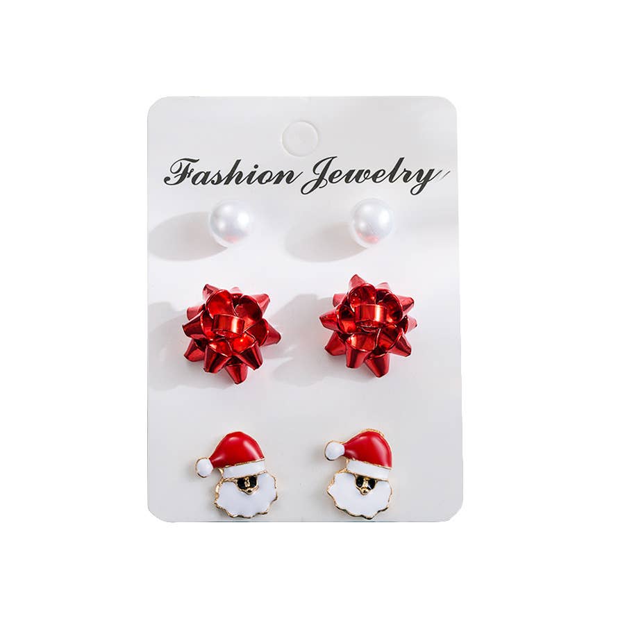 Red Christmas Earrings Set