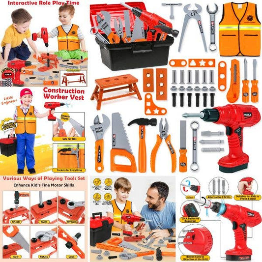 22 Piece Toy Tool Set w/Tool Box