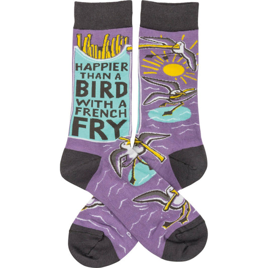 "Happier Than A Bird With A French Fry"  Socks