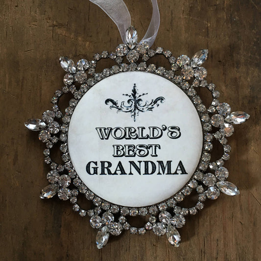 "World's Best Grandma" Rhinestone Ornament