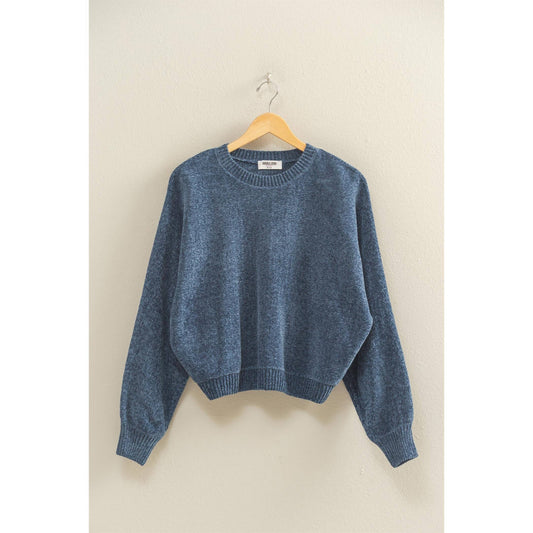 Dusty Navy Vibe Check Long Sleeve Sweater