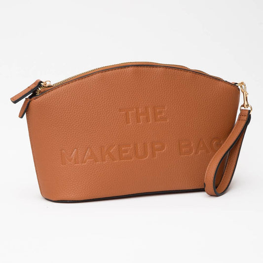 Faux Leather THE MAKE UP BAG Pouch Bag/Beauty Organizer Bag: Tan