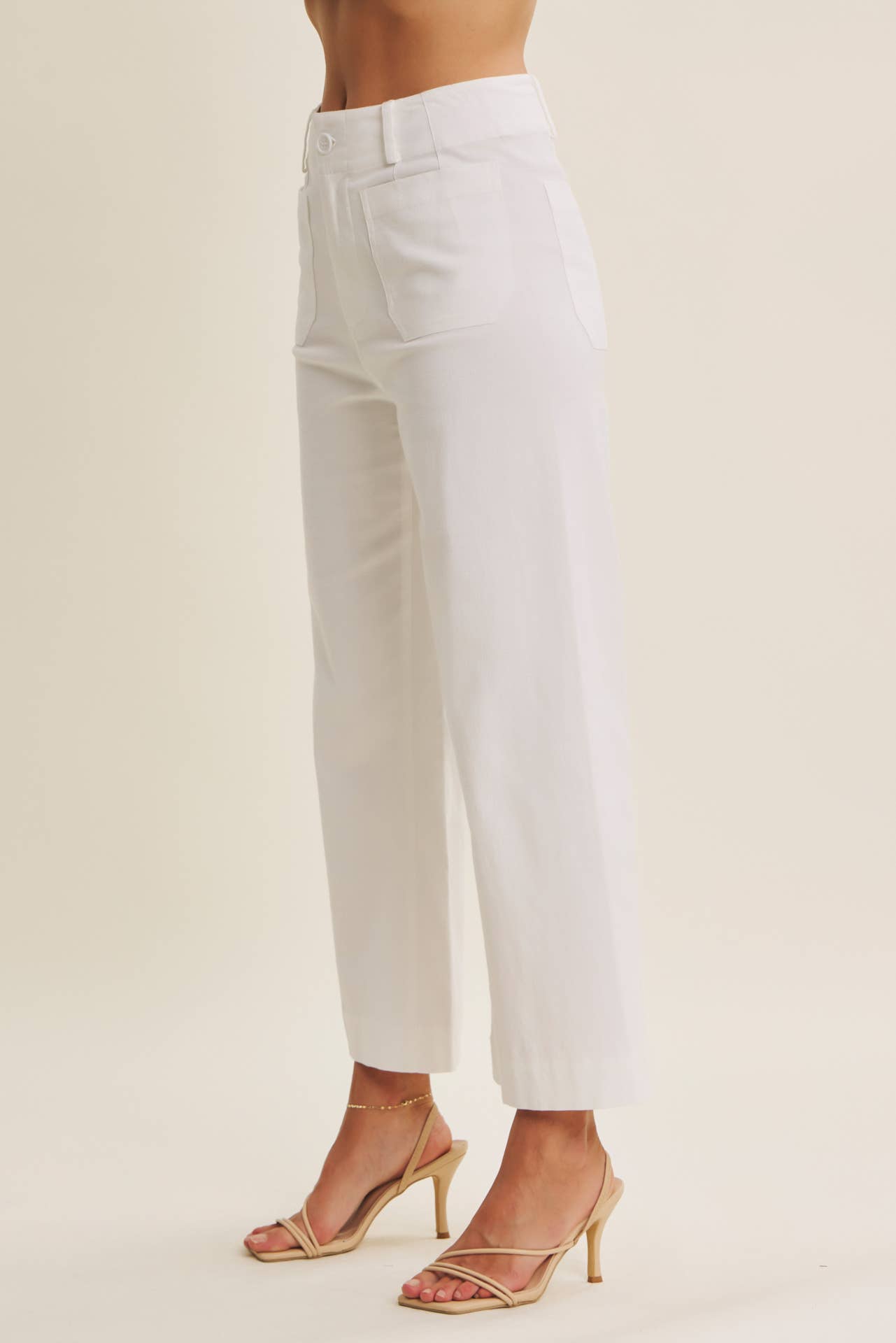 SEASONLESS STRETCHY COTTON LINEN ANKLE PANTS WITH POCKETS: LILAC / S