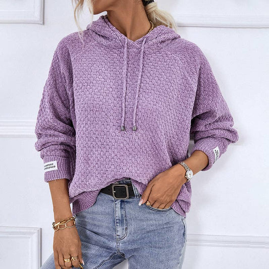 Light Purple Casual Hooded Sweater