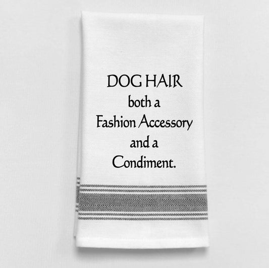 "Dog Hair: A fashion accessory...." White - Black Lined Trim Towel