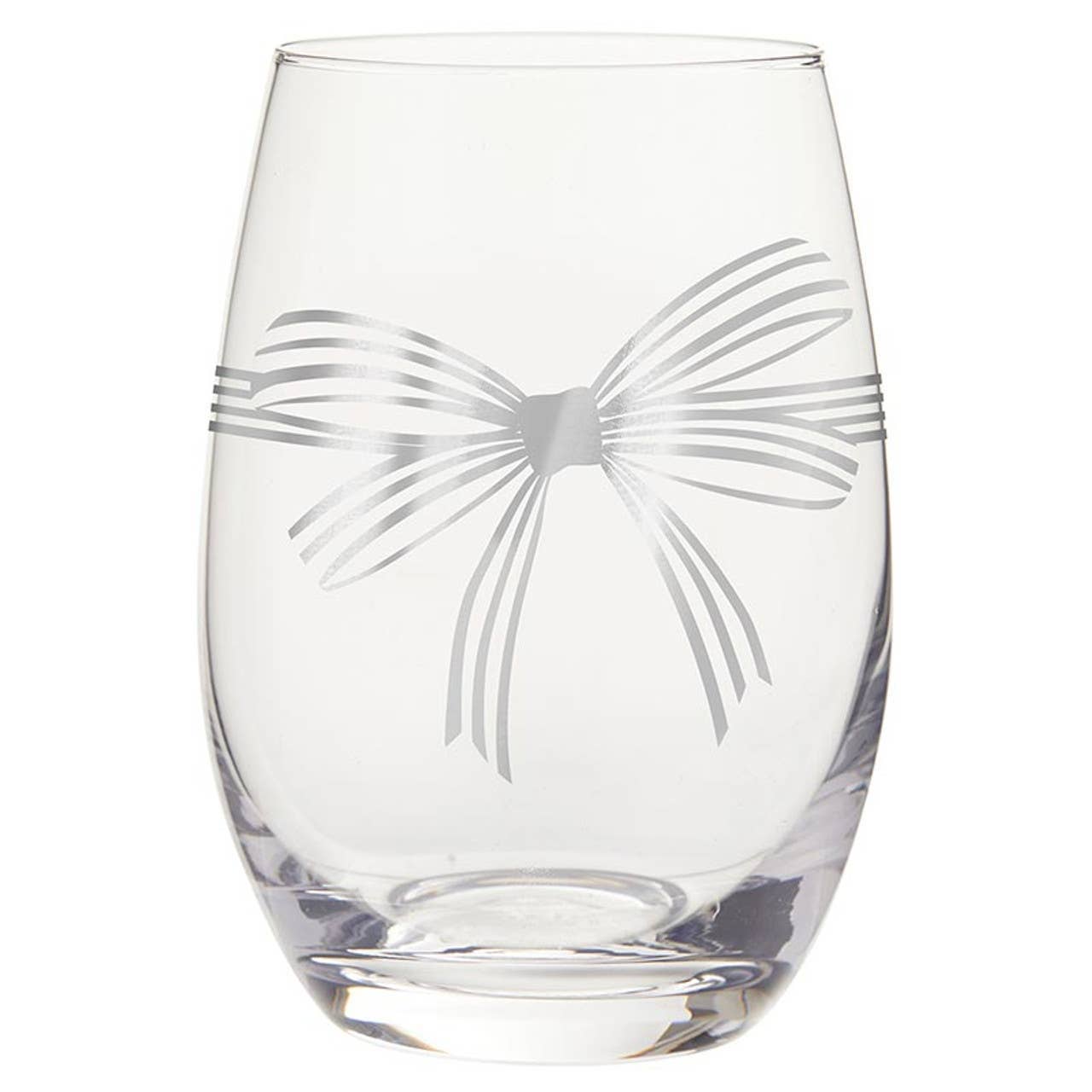 Stemless Wine Glass - Silver Bow: Hand Wash Only / Glass