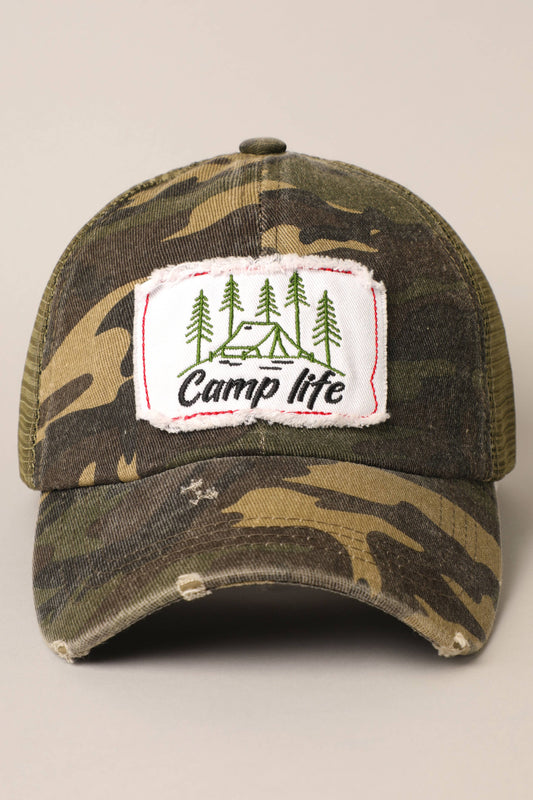 Camp Life Patch Mesh Snapback Baseball Cap