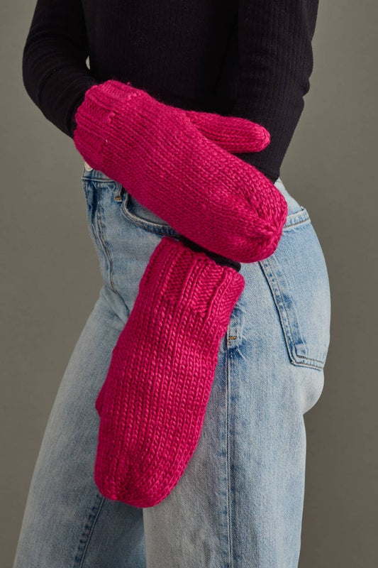 Magenta Knit Mittens