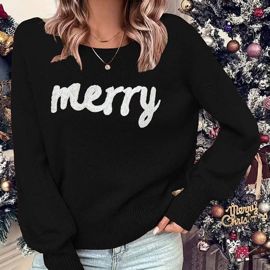 Black "Merry" Christmas Sweater