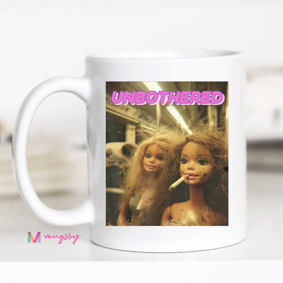 Funny Meme Coffee Mug Unbothered Sarcastic Humor Mug: 11oz