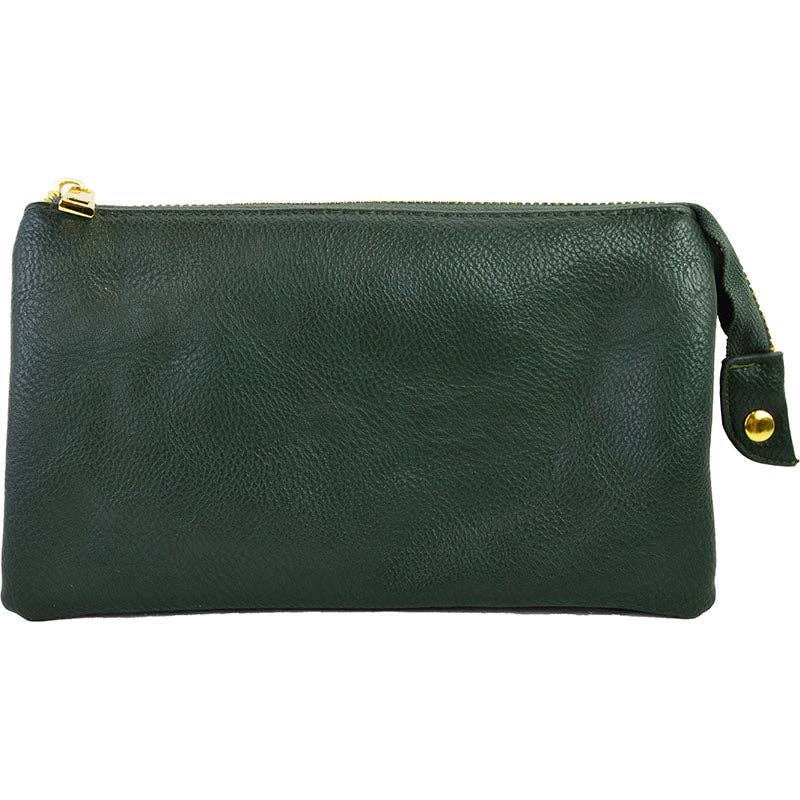 Three Compartment Wristlet/Crossbody Bag: Black