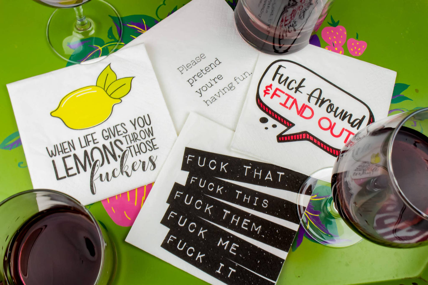 "Please Pretend You're Having Fun" Funny Cocktail Napkins