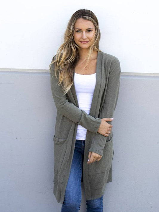 Olive Green Soft & Comfy Solid CardiganPlus Sized