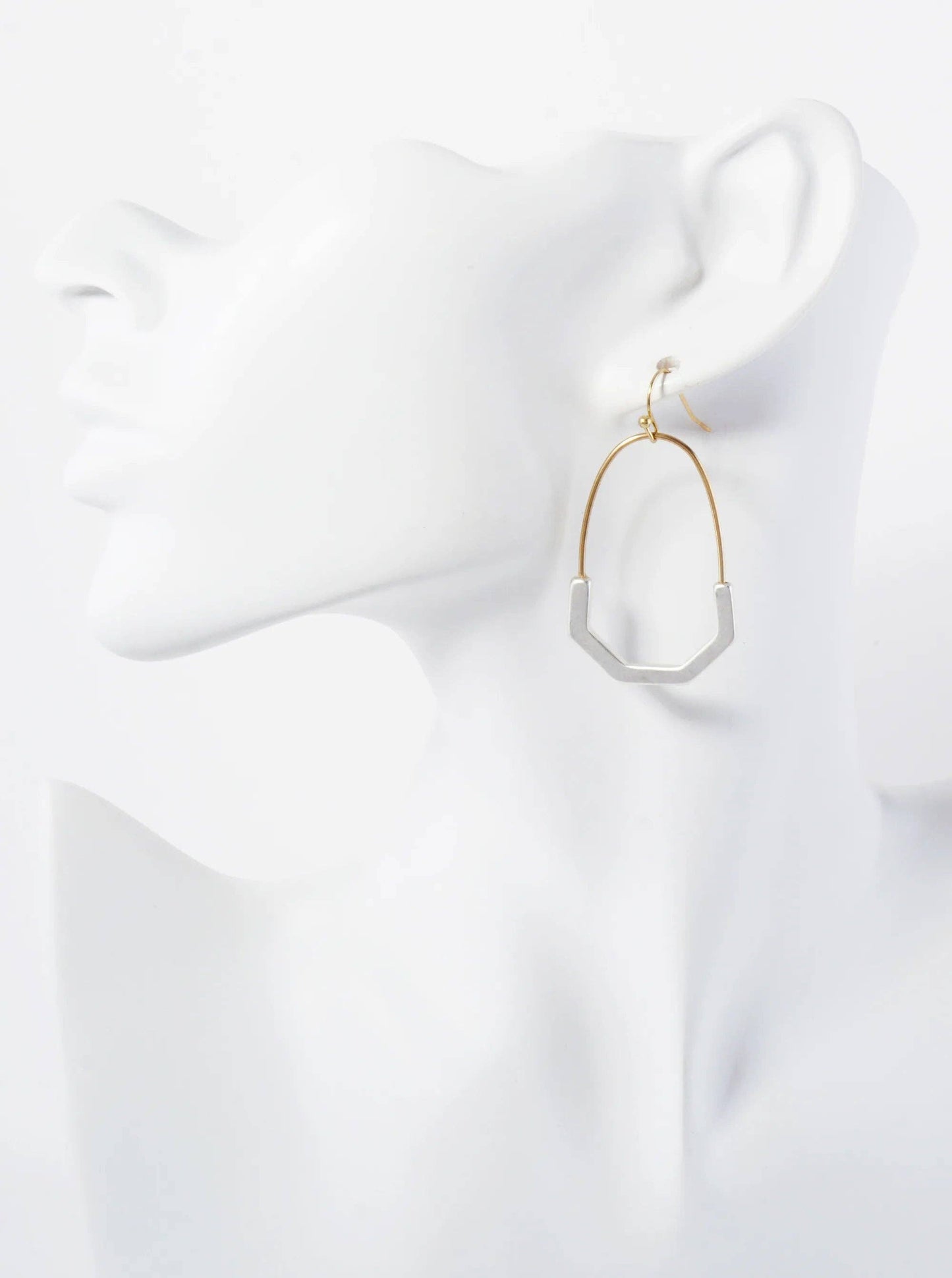 Worn Gold-Matte Silver Geometric  Metal Earrings