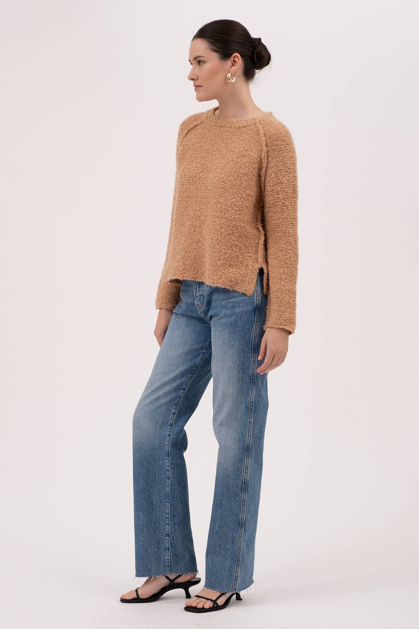 Camel Exposed Seam Chunky Sweater