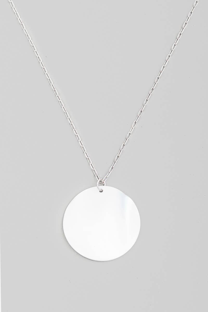 Mother Of Pearl Disc Pendant Chain Necklace