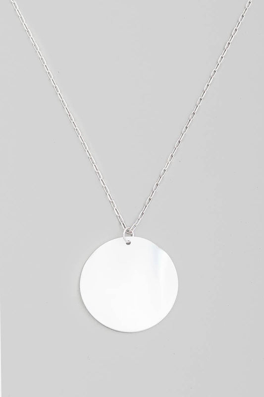 Mother Of Pearl Disc Pendant Chain Necklace