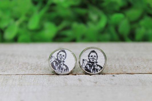 Michael Faux Leather Stud Earrings