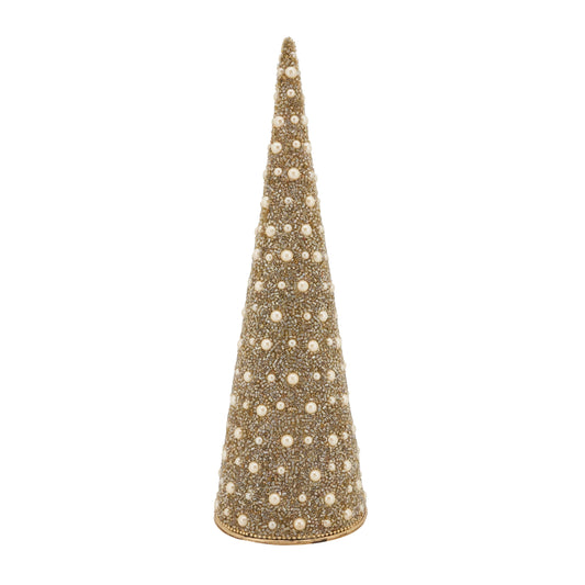 Beaded Christmas Tree: Champagne: 18 Inch