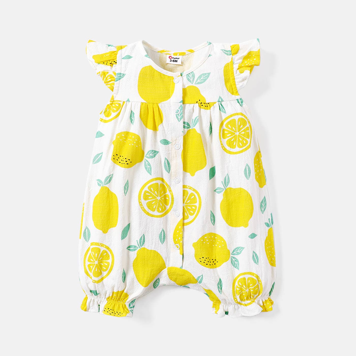 Baby Girl Allover Lemon Flutter-sleeve Romper