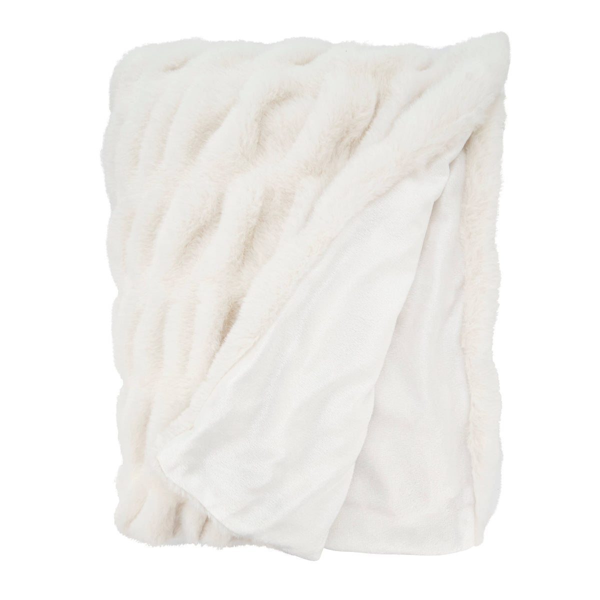 Ribbed Faux Fur Throw Blanket - Plush Polyester Throw: Red / 50"x60"