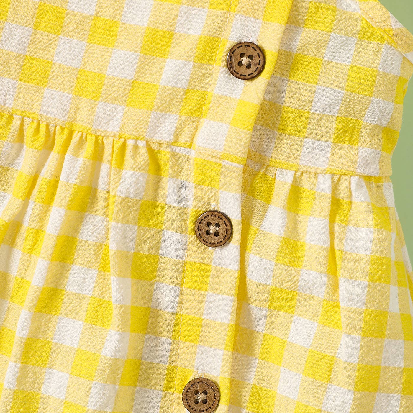 Baby Girl Yellow Gingham  Button Dress