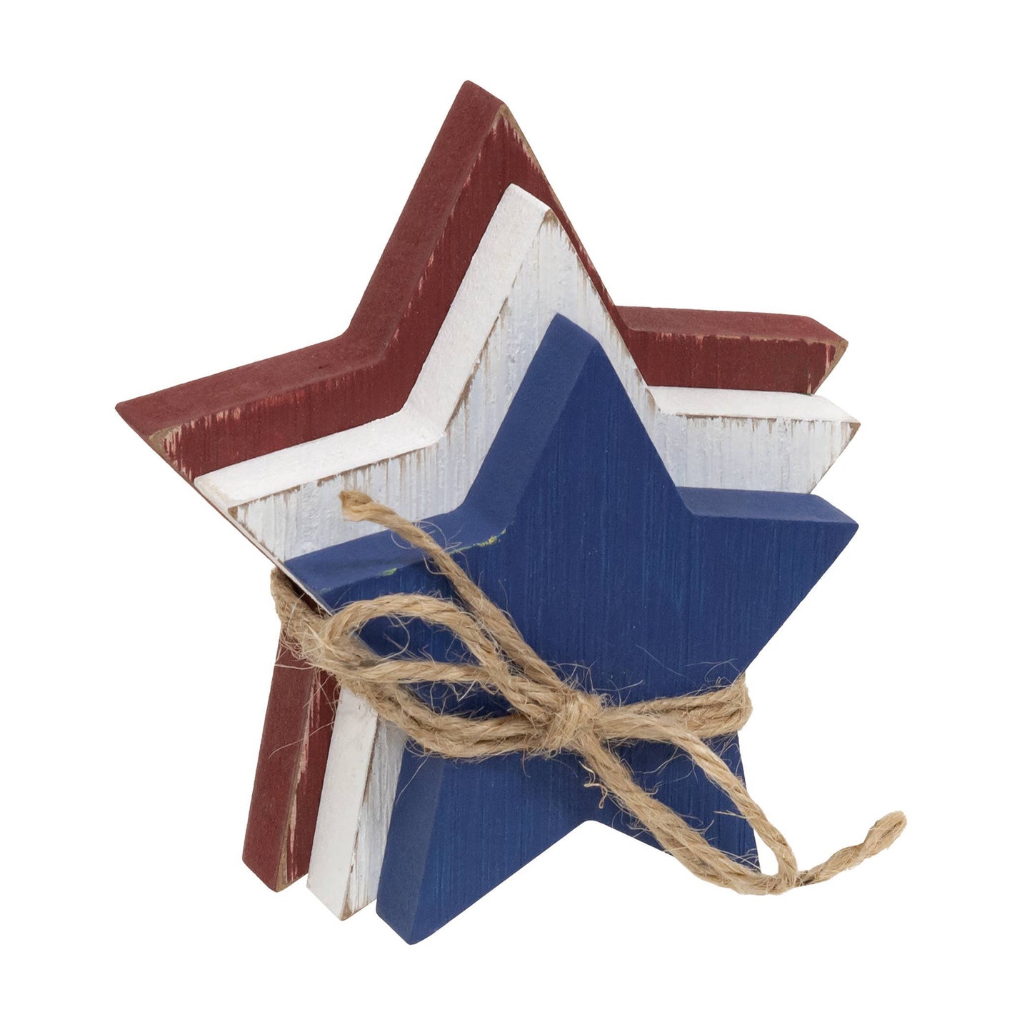 3/Set, Wooden Red, White, & Blue Star Bundle