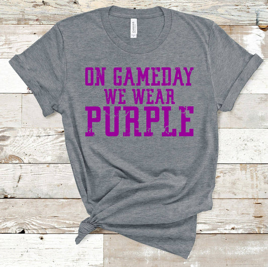 Elder "On Gameday We Wear Purple" Gray T-shirt