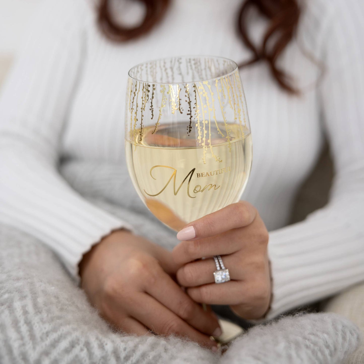 "Mom" Gift Boxed 19 oz Crystal Wine Glass