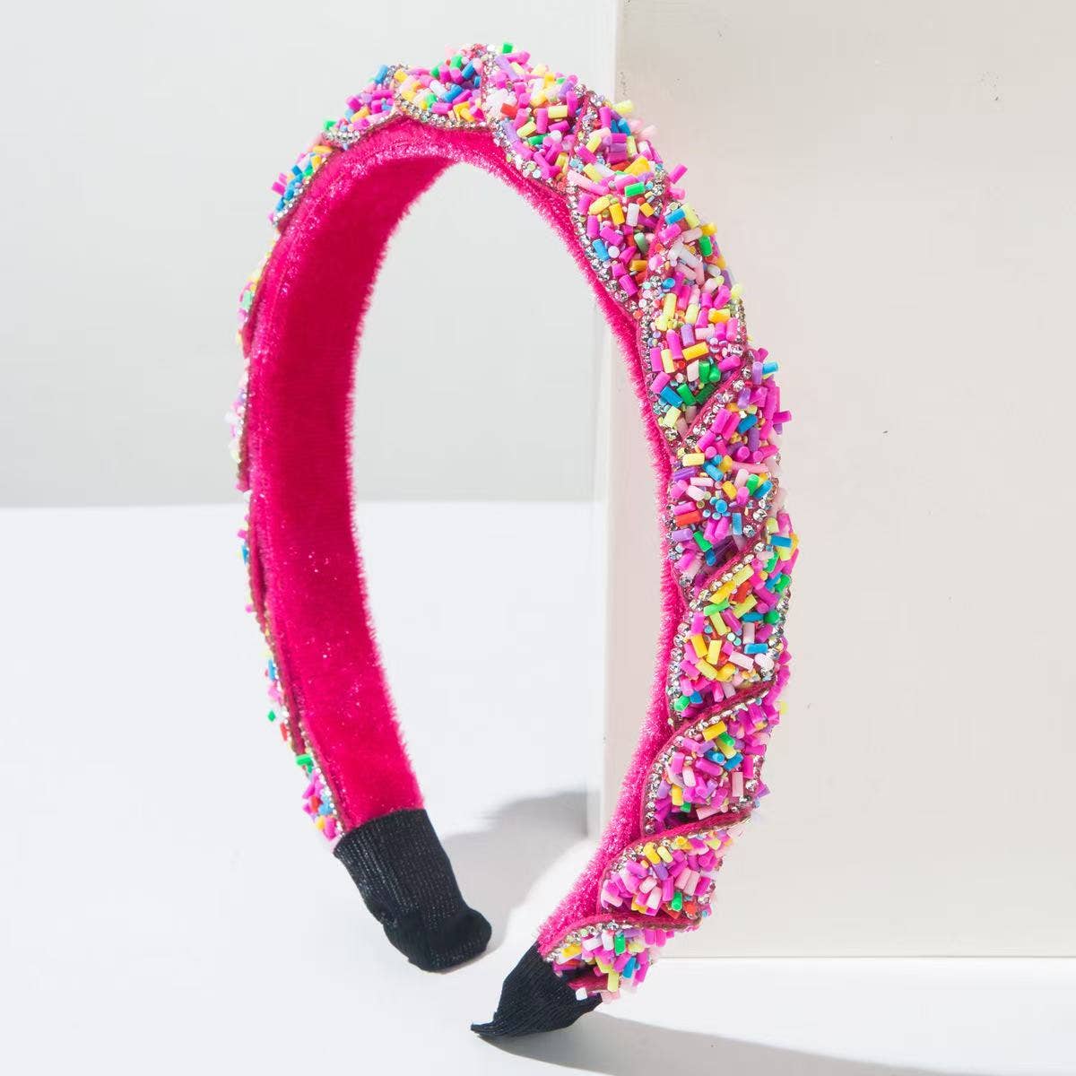 Pink Cake Sprinkles Beaded Headbands: