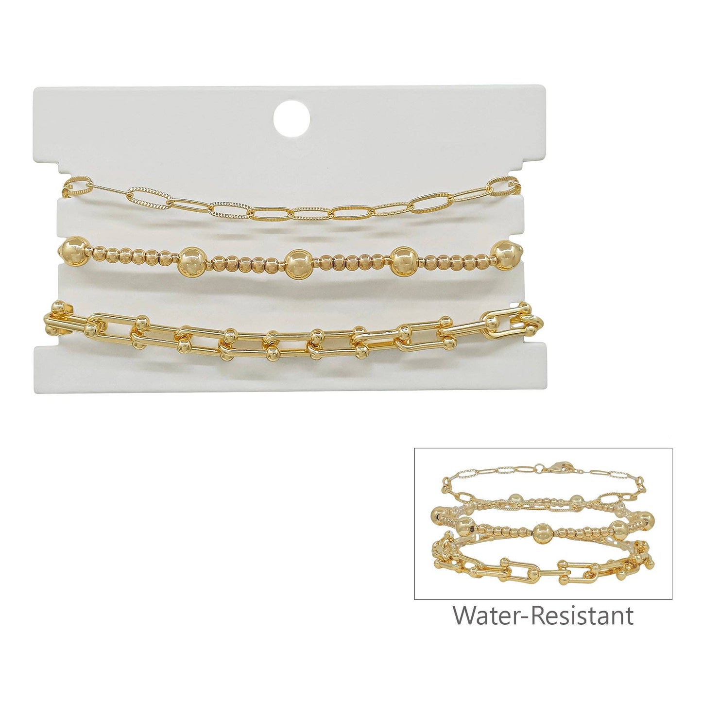 Set of 3 Gold 3&5MM Thin Clip Chain