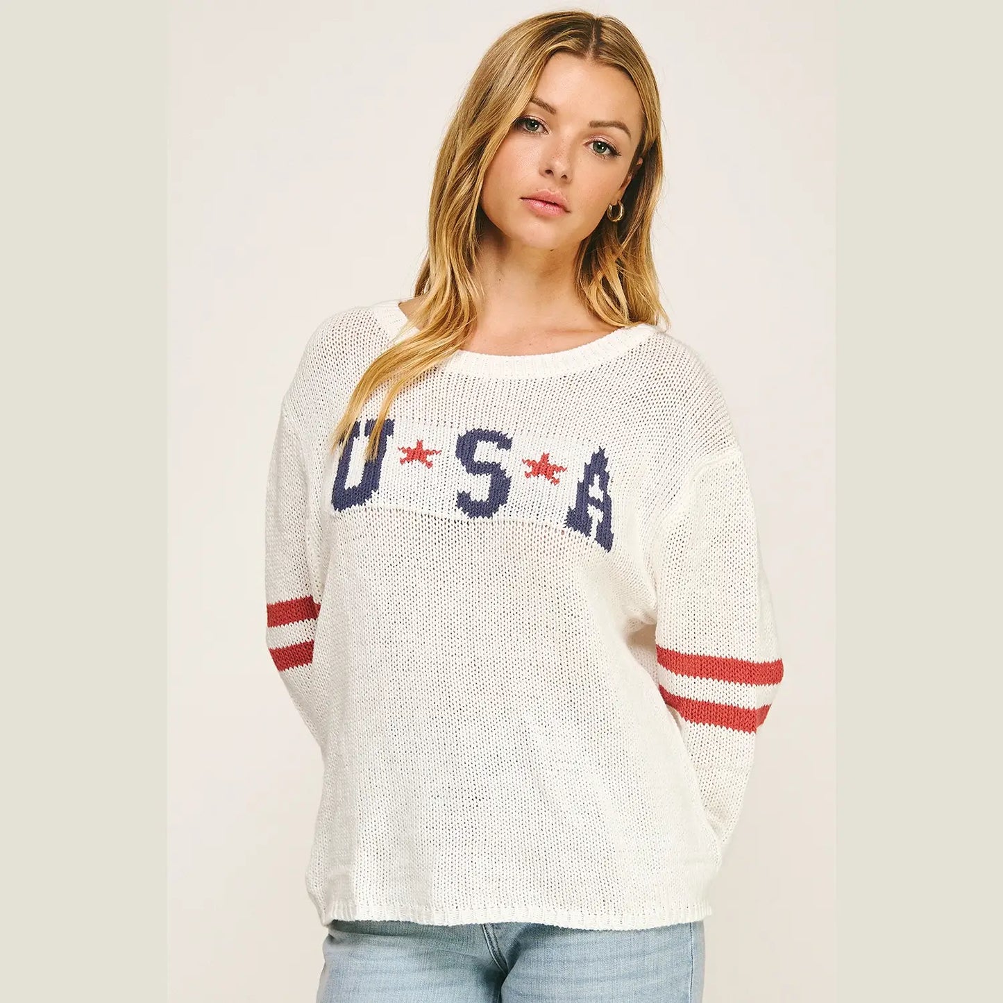 White American Pride Graphic Sweater