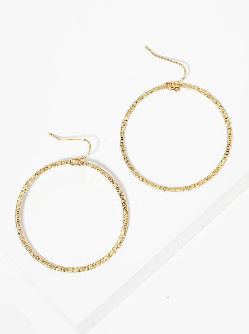 Worn Gold Textured Circle Drop Earrings