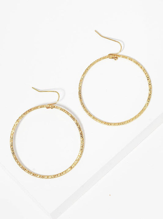Worn Gold Textured Circle Drop Earrings