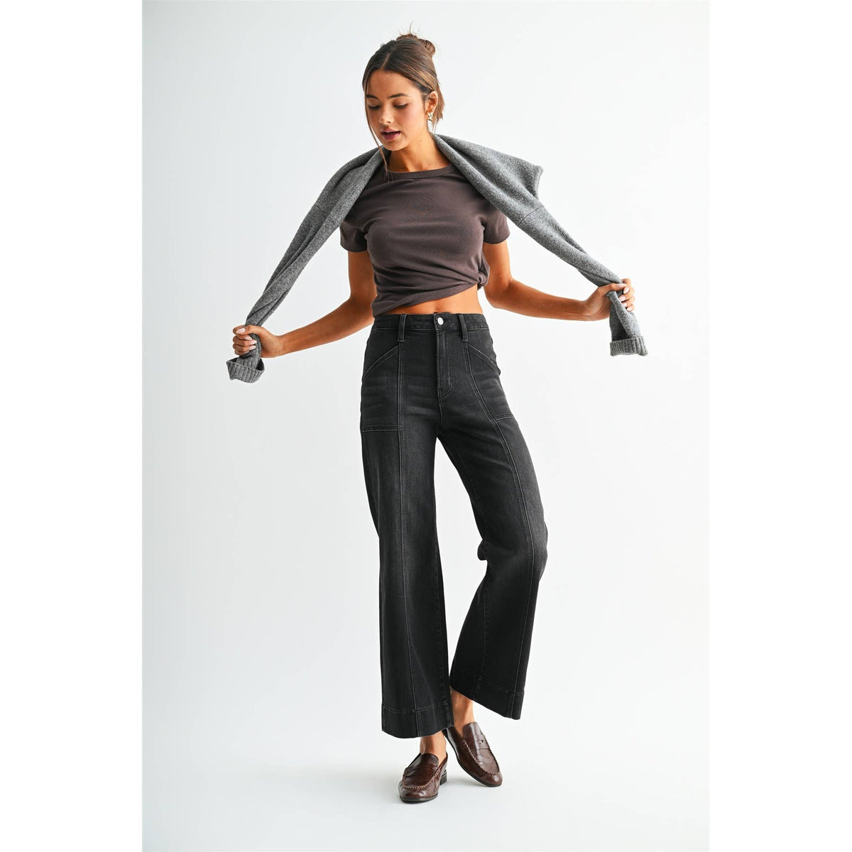 Mica Denim Dune High-Rise Wide Ankle Trouser Hem