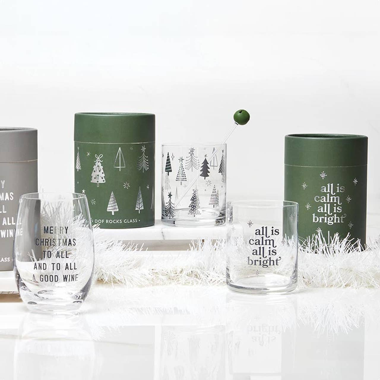 Stemless Wine Glass - Merry Christmas To All: Hand Wash Only / Glass