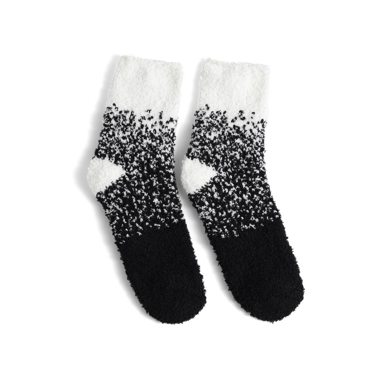 Black/White Ladies Fuzzy Socks: 3 Pair Set