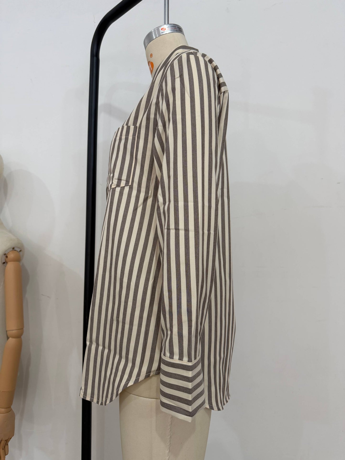 Striped Long Sleeve Shirt : Khaki / Missy / S